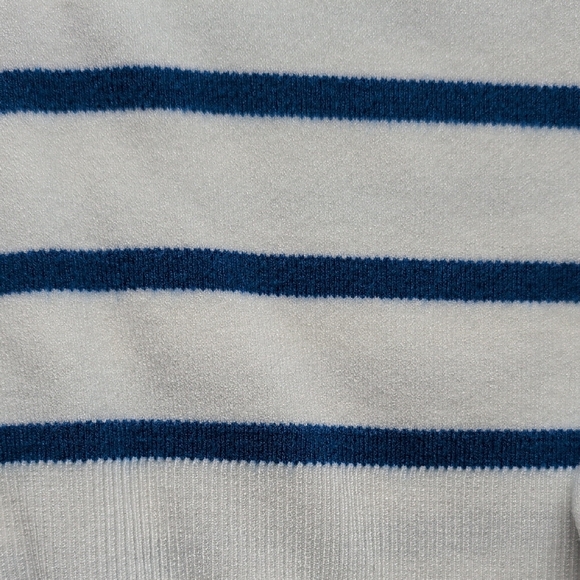 Mango Cream and Blue Striped V-Neck Sweater - Picture 7 of 8